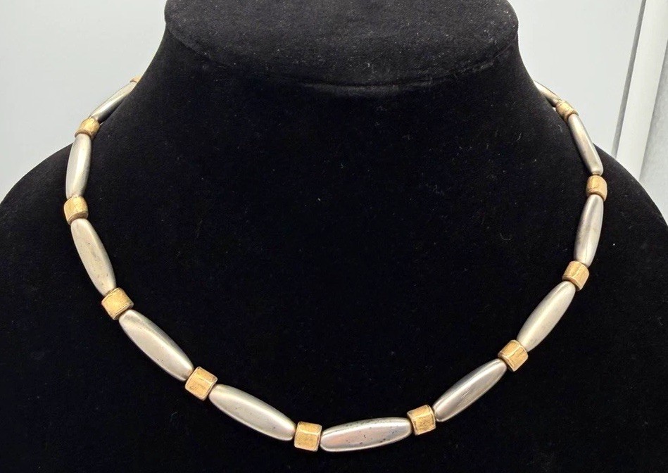 Rare Retired James Avery 14K Gold & Sterling Silver 925/585 Beaded Necklace 18\