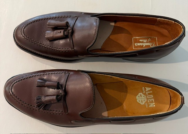 Vintage 1980s Alden 560 Tassel Loafers 10 C A/C NOS Unworn Dunham\'s Maine USA