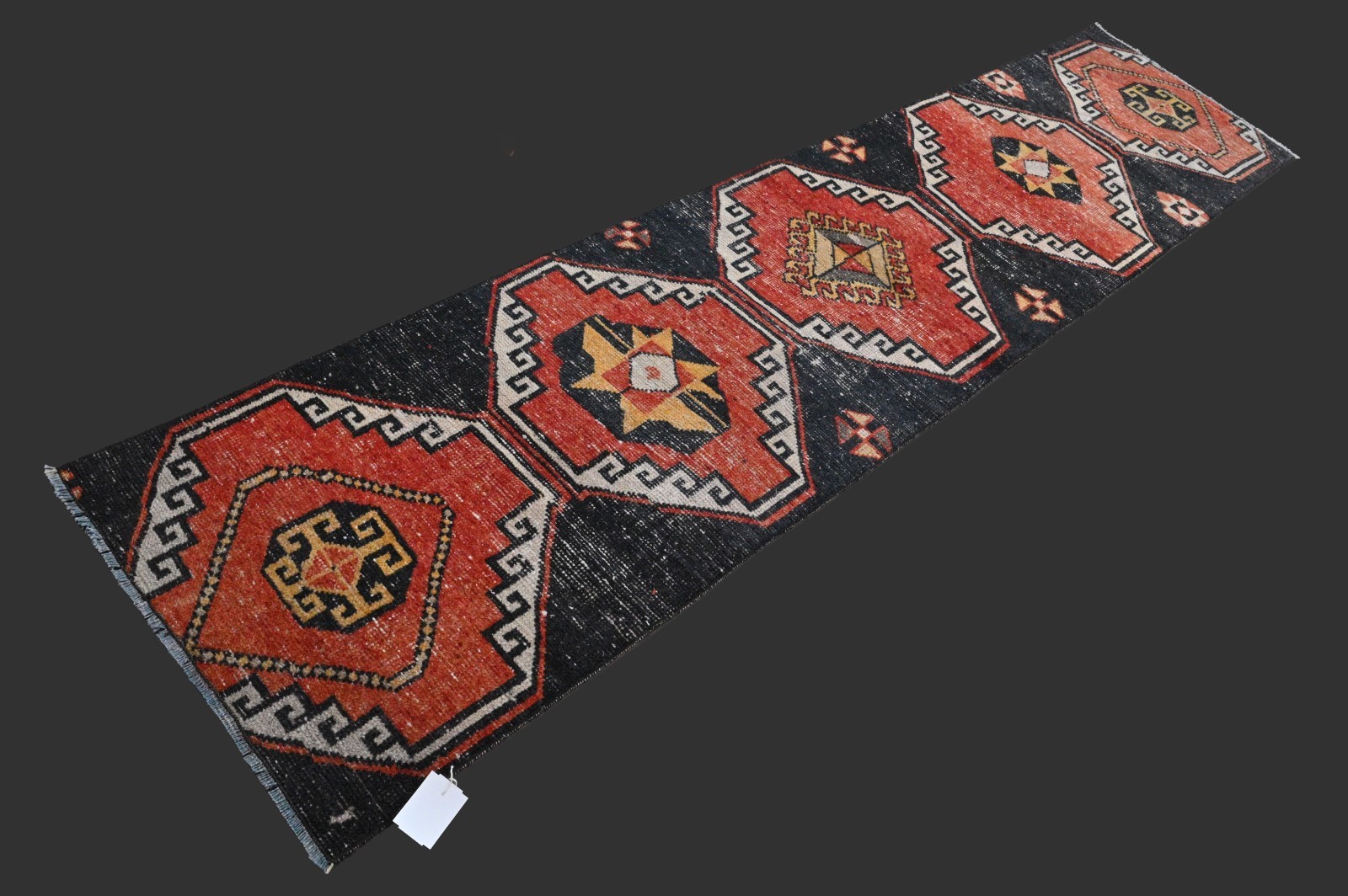 Vintage 2x9 Turkish Oushak Runner Rug Handmade Anatolian Boho Kilim RED