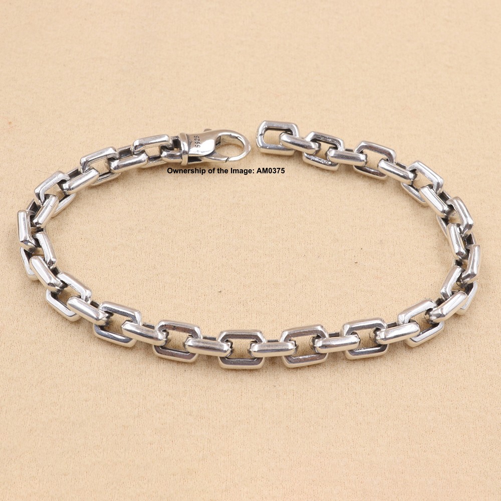 Pure S925 Sterling Silver Bracelet 7mm Cable Link Chain Bangle 8.7inch 28-30g