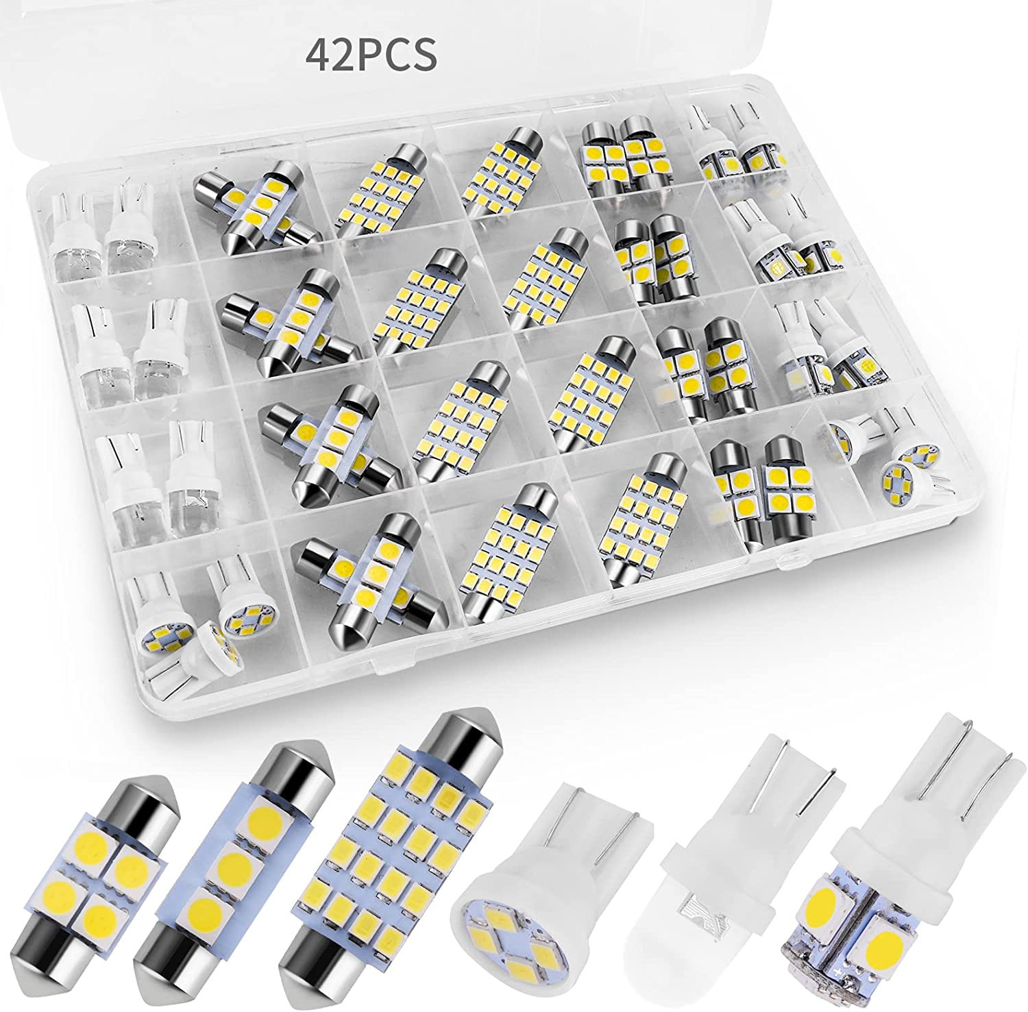 42PCS Super Bright White LED Interior Car Lights Bulb Kit