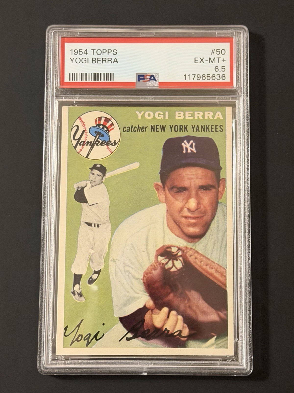 1954 Topps Yogi Berra 50 White Back New York Yankees MVP & HOF NEW CERT 6.5 RARE 1954 Topps Yogi Berra 50 White Back New York Yankees MVP & HOF NEW CERT 6.5 RARE
