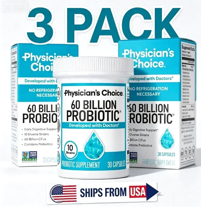 3pc Physician\'s Choice Probiotics 60 Billion CFU10 Strains+Organic Prebiotics