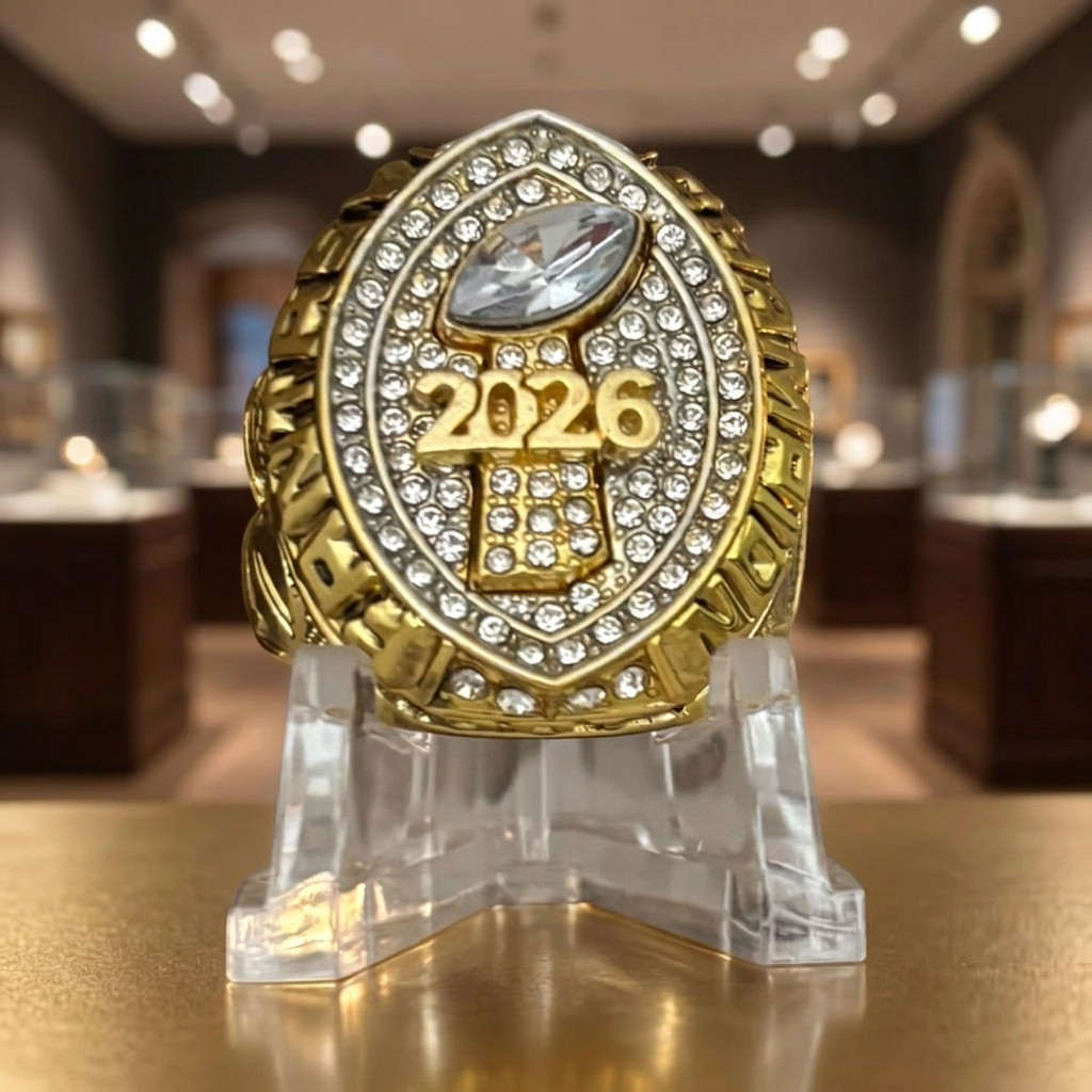 2026 Fantasy Football Championship Ring Gold + Silver Tone Solid ring + stand 2026 Fantasy Football Championship Ring Gold + Silver Tone Solid ring + stand