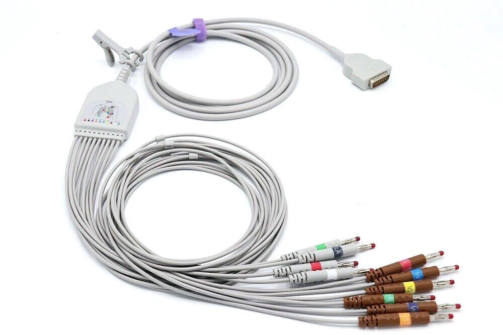 GE Marquette MAC 1600 MAC 2000 EKG Cable 10 Leads Banana AHA - Same Day Shipping