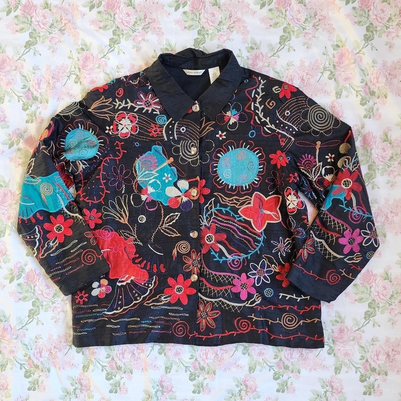 vintage laura ashley embroidered silk jacket vintage laura ashley embroidered silk jacket