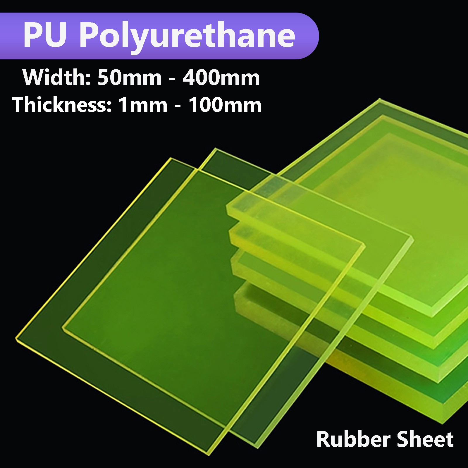 Share PU Polyurethane Rubber Sheet Block Plastic Shock Dampening Pad DIY 1-100mm