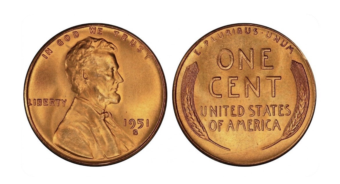 1951 S 1951S Lincoln Cent Wheat Penny Uncirculated UNC BU 1951 S 1951S Lincoln Cent Wheat Penny Uncirculated UNC BU