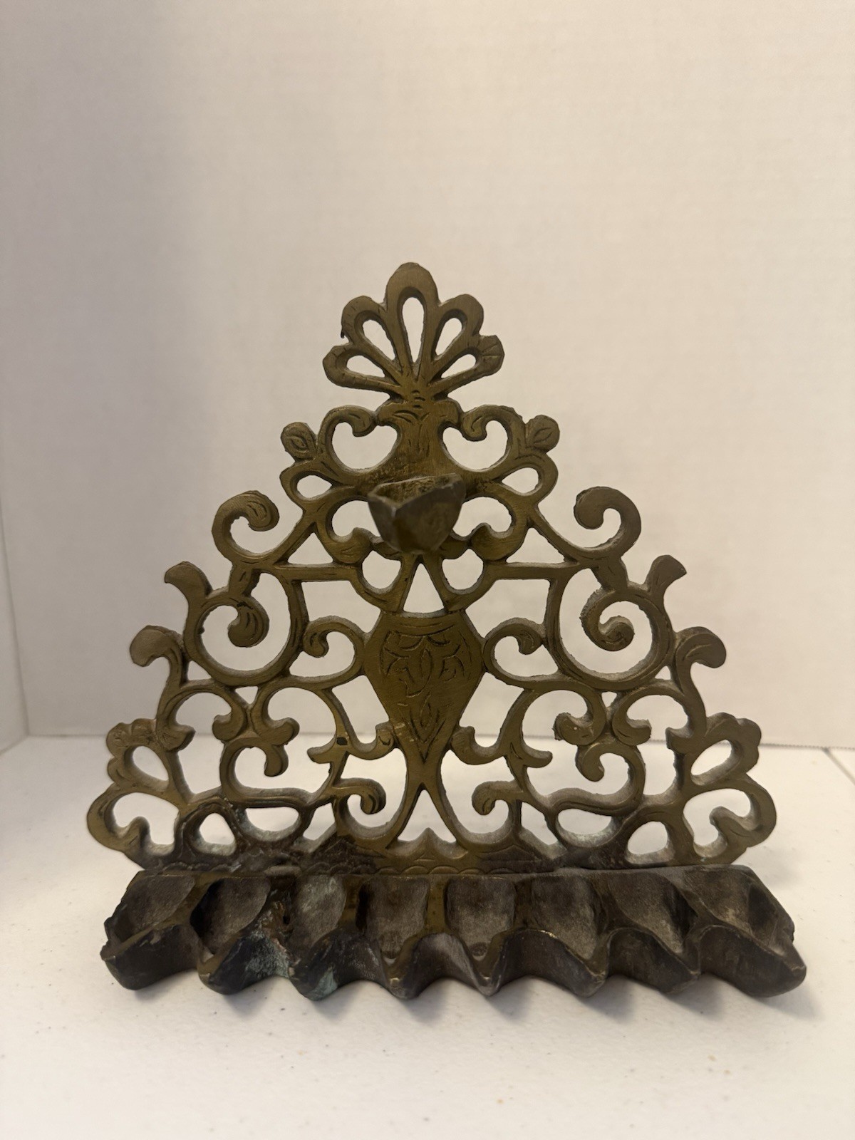 Antique Judaica Jewish Chanukah Menorah Wall Oil Lamp Hanukkah Vintage