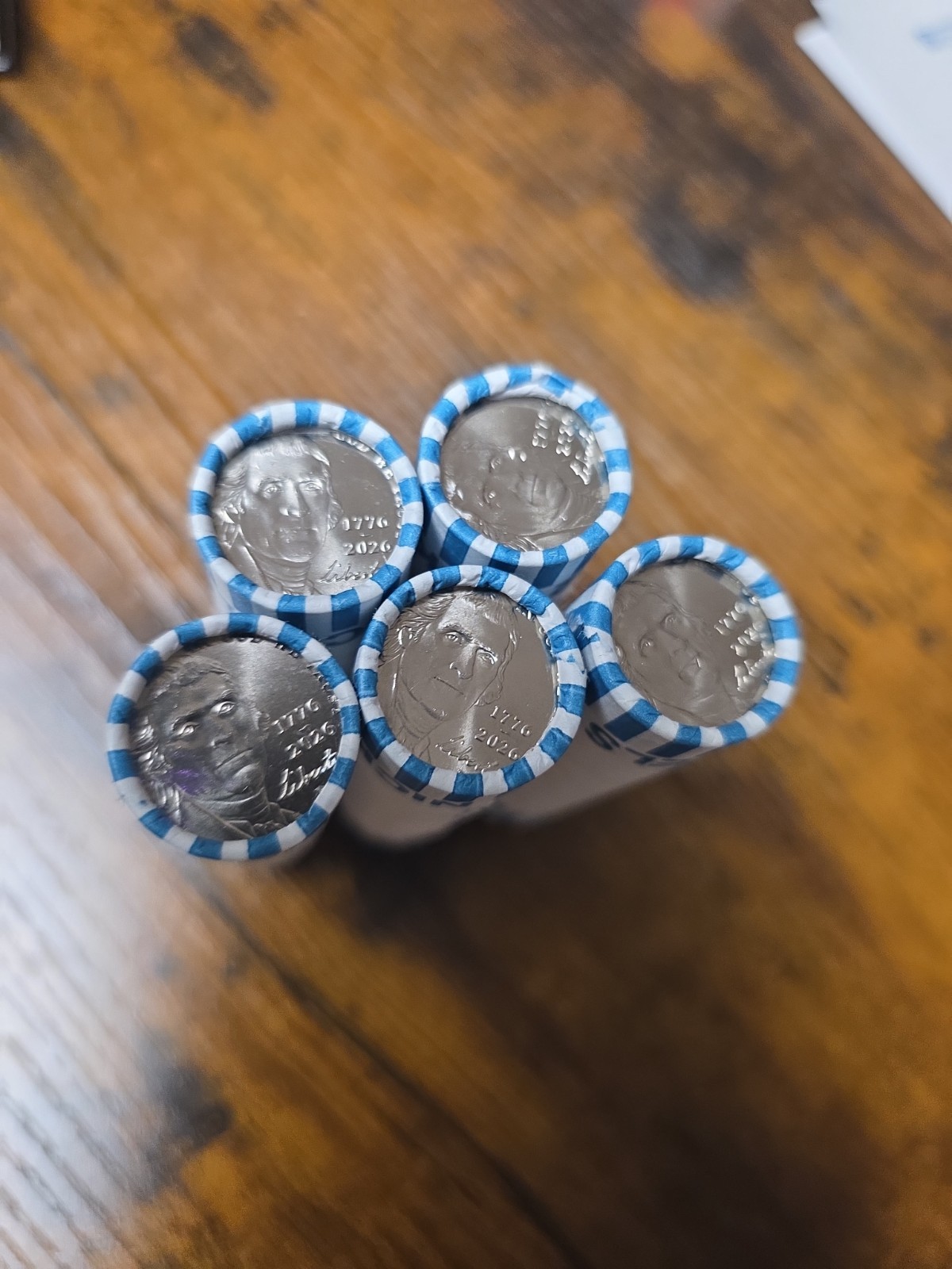 (5) Rolls - 2026 P Jefferson Nickels BU Rolls From Loomis Box (5) Rolls - 2026 P Jefferson Nickels BU Rolls From Loomis Box