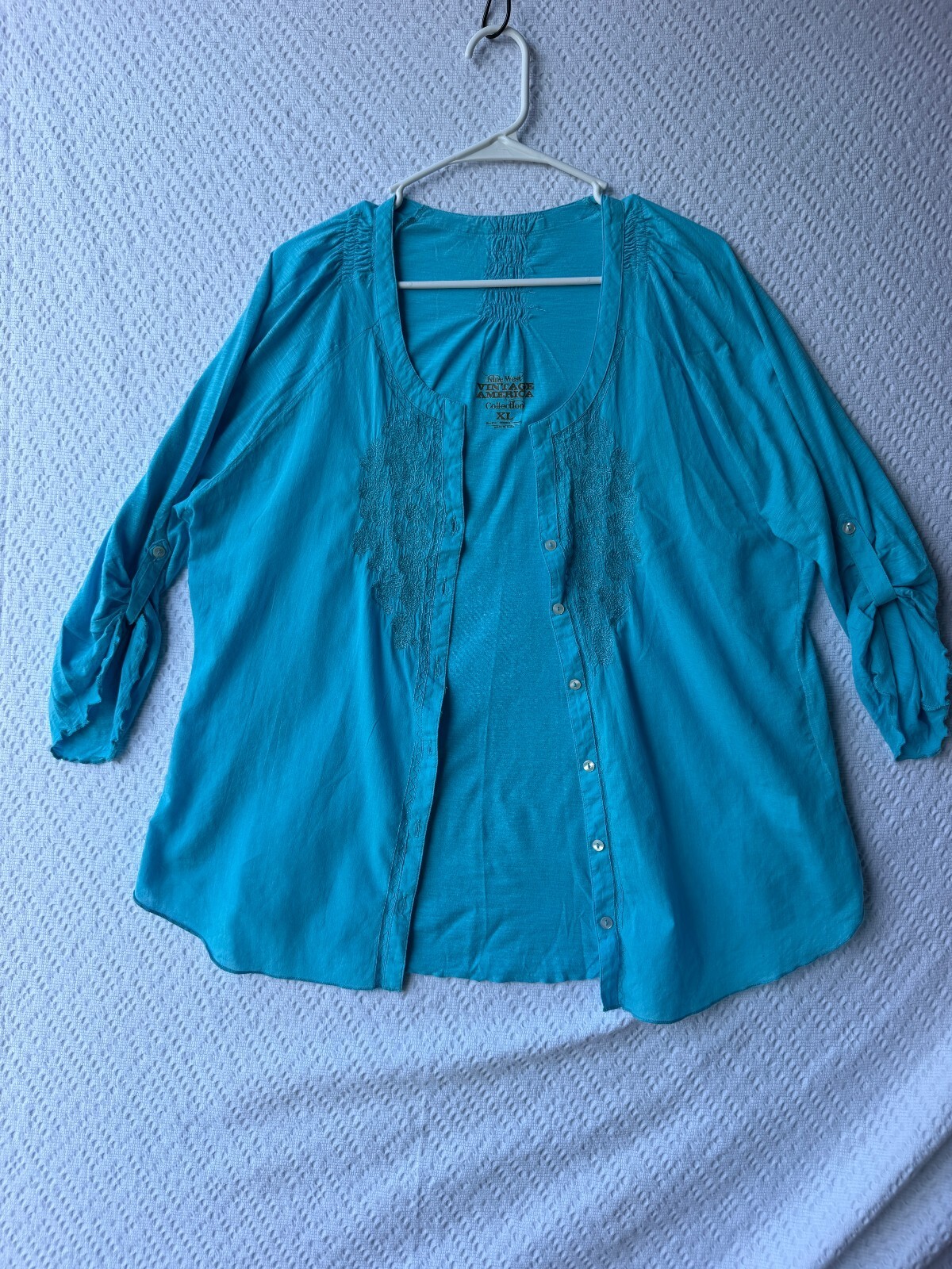 Nine West Vintage America Collection Women’s Turquoise Button-Up Blouse Size XL Nine West Vintage America Collection Women’s Turquoise Button-Up Blouse Size XL