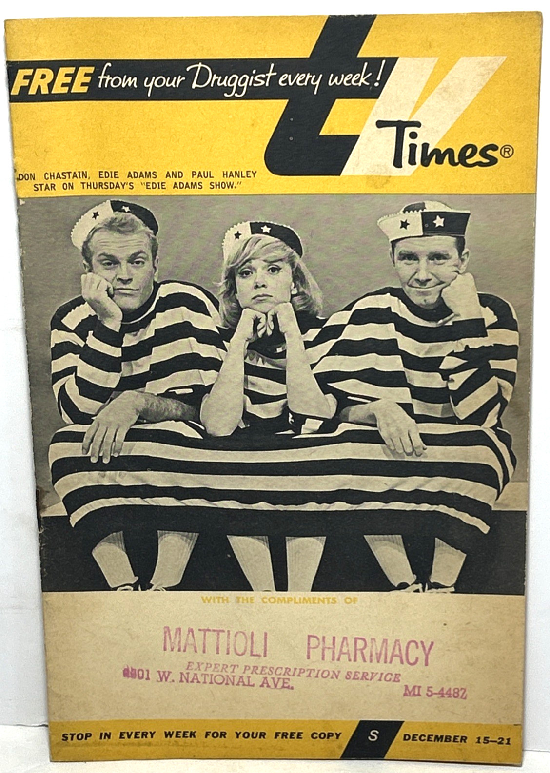Dec. 15, 1963 Edie Adams Show JUDY GARLAND SHOW TV Times Regional Local Guide