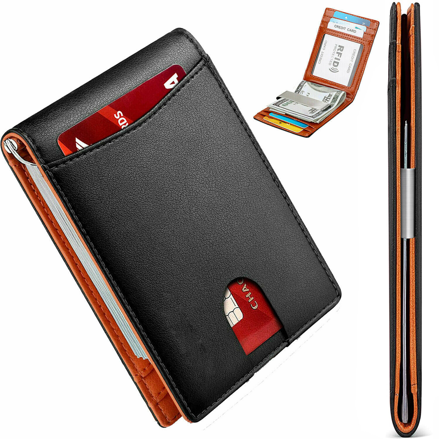 Cartera De Cuero Genuino Billetera Plegable Para Hombre Moda Casual Bloqueo RFID Cartera De Cuero Genuino Billetera Plegable Para Hombre Moda Casual Bloqueo RFID