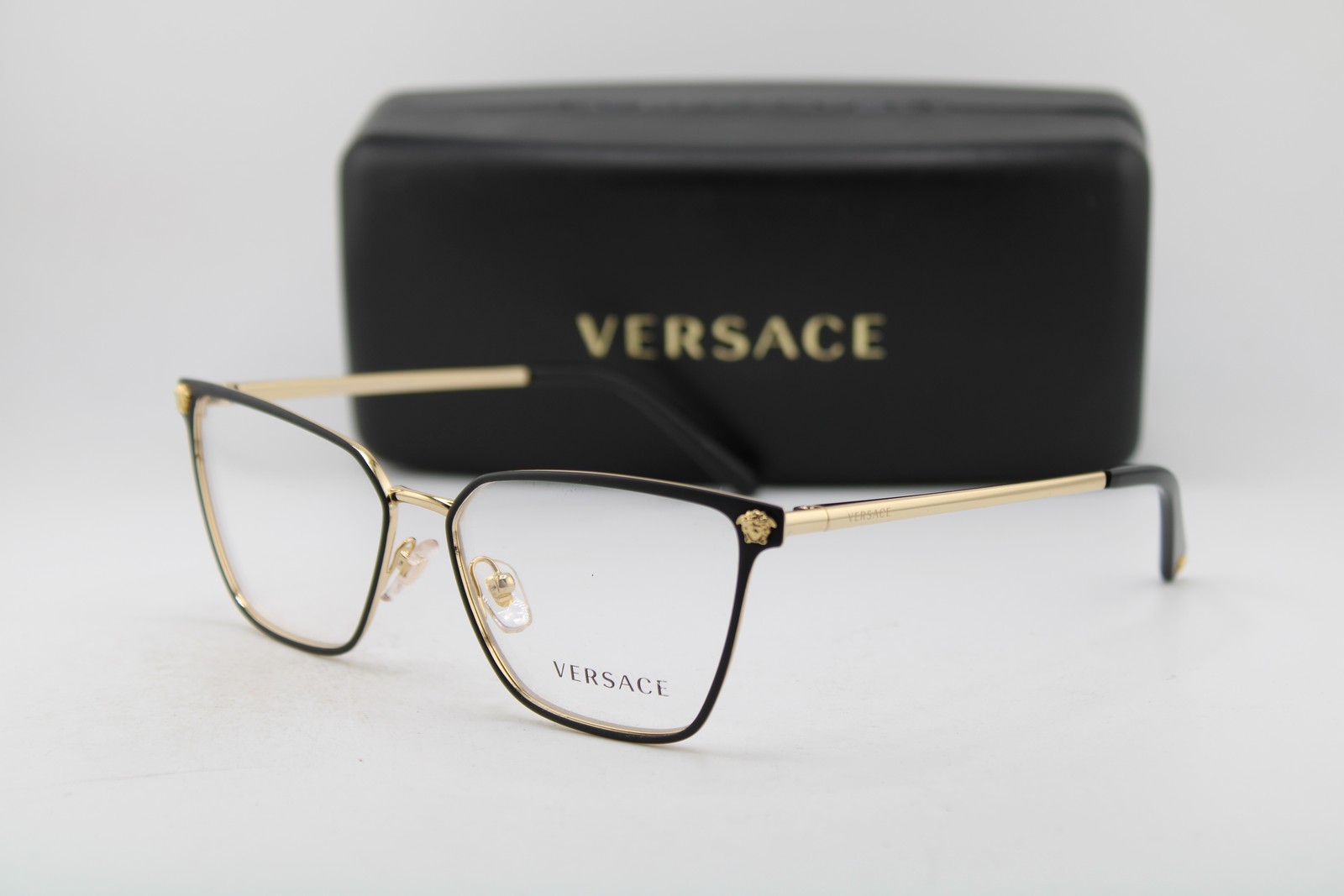NEW VERSACE MOD. 1275 1433 BLACK GOLD GUNMETAL AUTHENTIC EYEGLASSES 54-15 NEW VERSACE MOD. 1275 1433 BLACK GOLD GUNMETAL AUTHENTIC EYEGLASSES 54-15