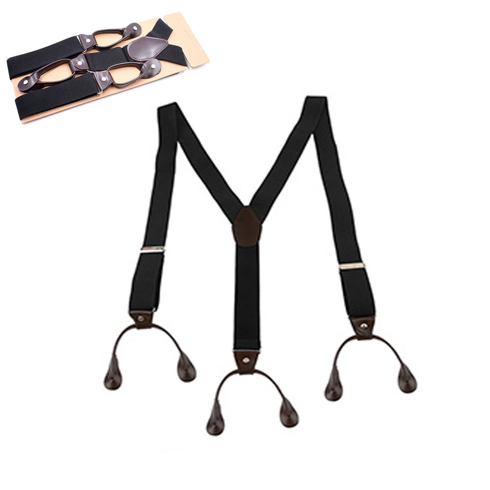 1pc Black Color Button Holes Link Men\'s Suspenders 1/3\