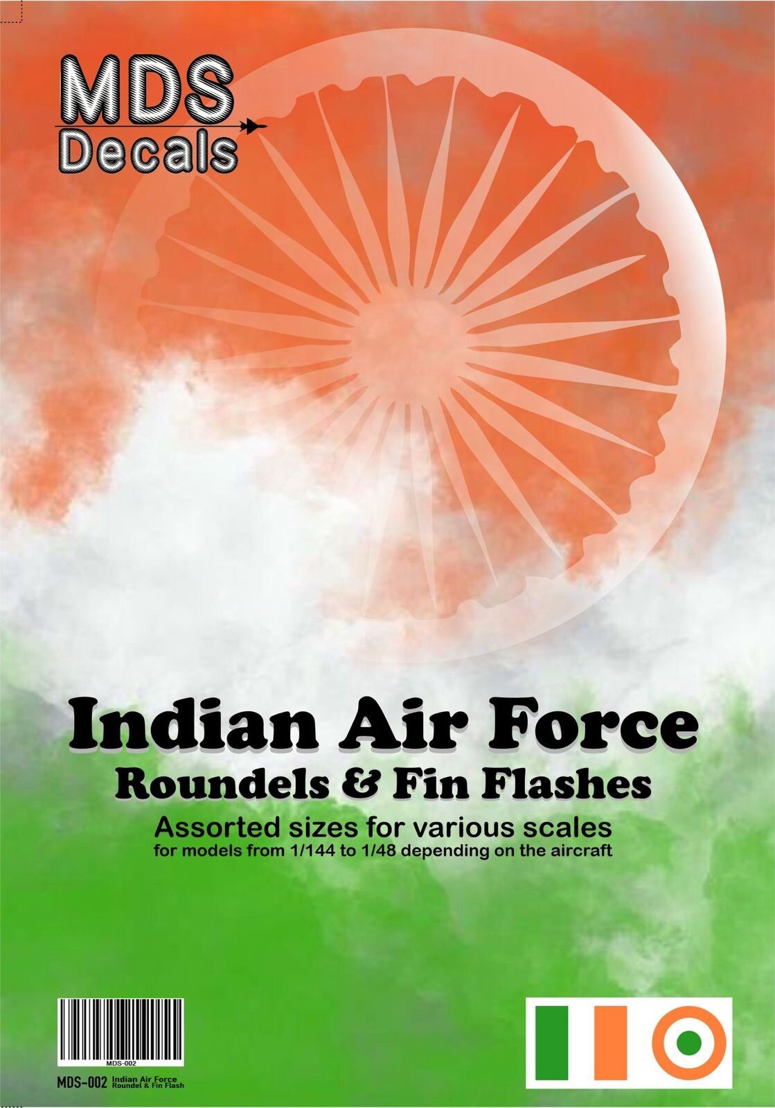 MDS Decals Indian Air Force Roundels and Fin Flash 1/144 1/72 1/48 1/32
