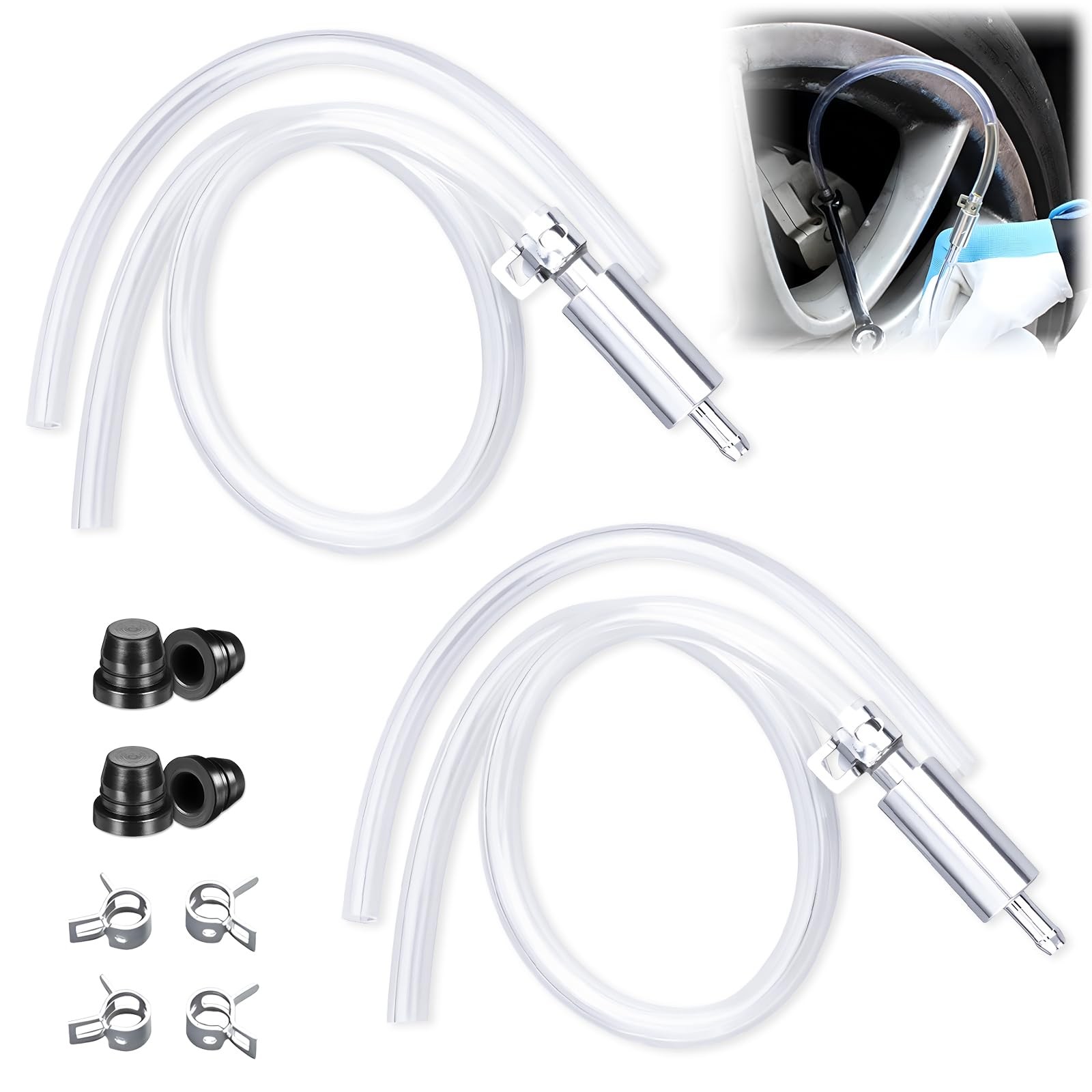 2x Brake Bleeder Hose - One Way Check Valve Tube Bleeding Tool Kit for;Car Moto