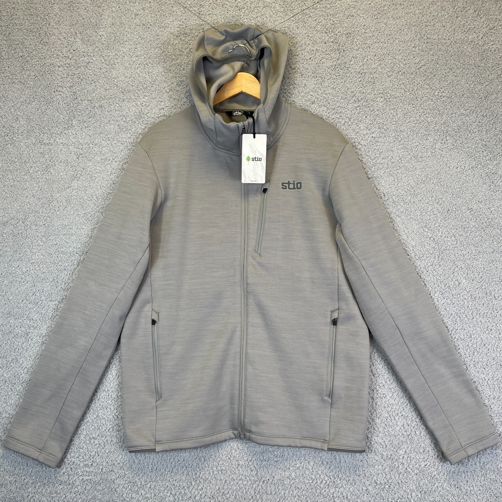 Stio Men’s Glide Full Zip Hoodie Sweatshirt Medium Gray Outdoor Mountain New