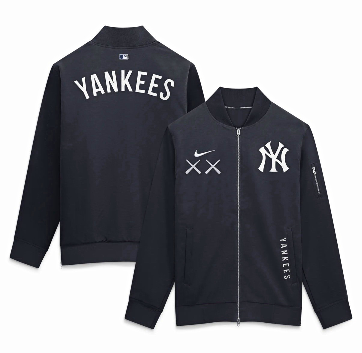 New York Yankees Nike x KAWS Dugout Bomber Full-Zip Jacket - Navy Size Large New York Yankees Nike x KAWS Dugout Bomber Full-Zip Jacket - Navy Size Large