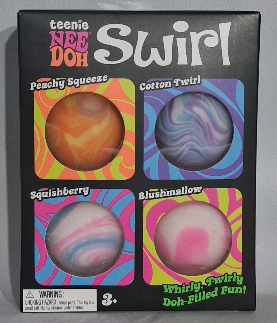 NeeDoh Teenie Swirl, Squishy Squeeze Toy 4 Pack Stress Balls Nee Doh 