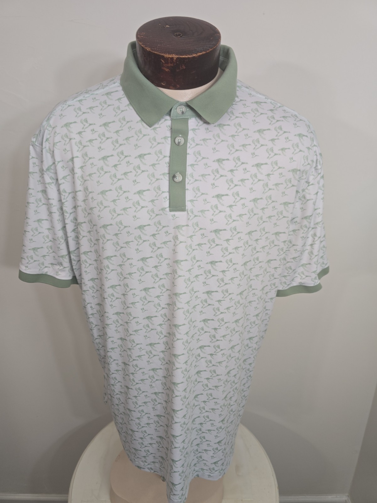 Burlebo Duck Season White Ringer Performance Polo Men’s XL Green White Burlebo Duck Season White Ringer Performance Polo Men’s XL Green White
