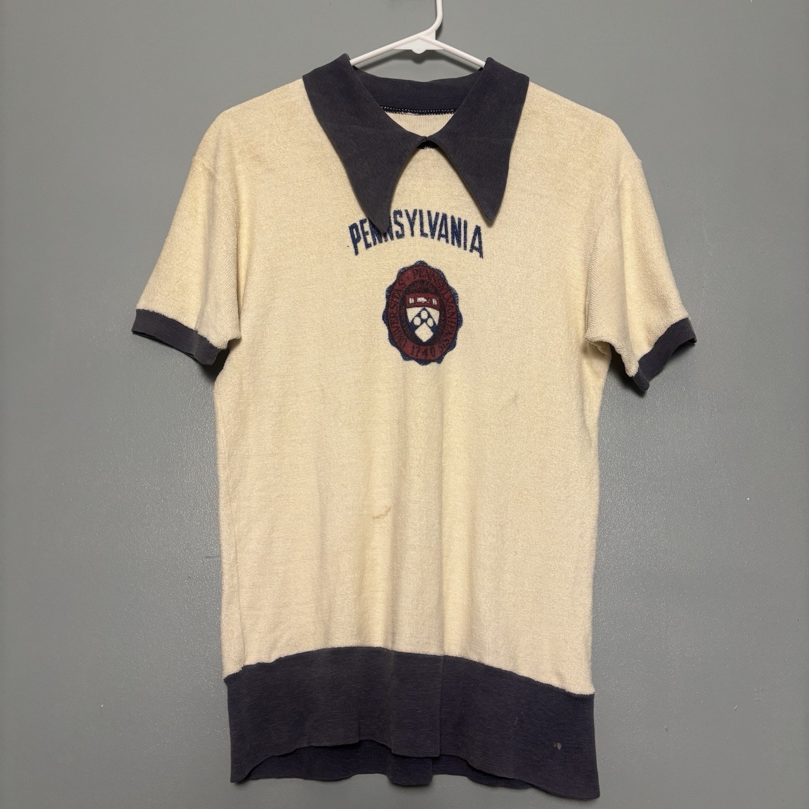 Vintage 1940s University Of Pennsylvania Terry Cloth Shirt Antique Collectible Vintage 1940s University Of Pennsylvania Terry Cloth Shirt Antique Collectible