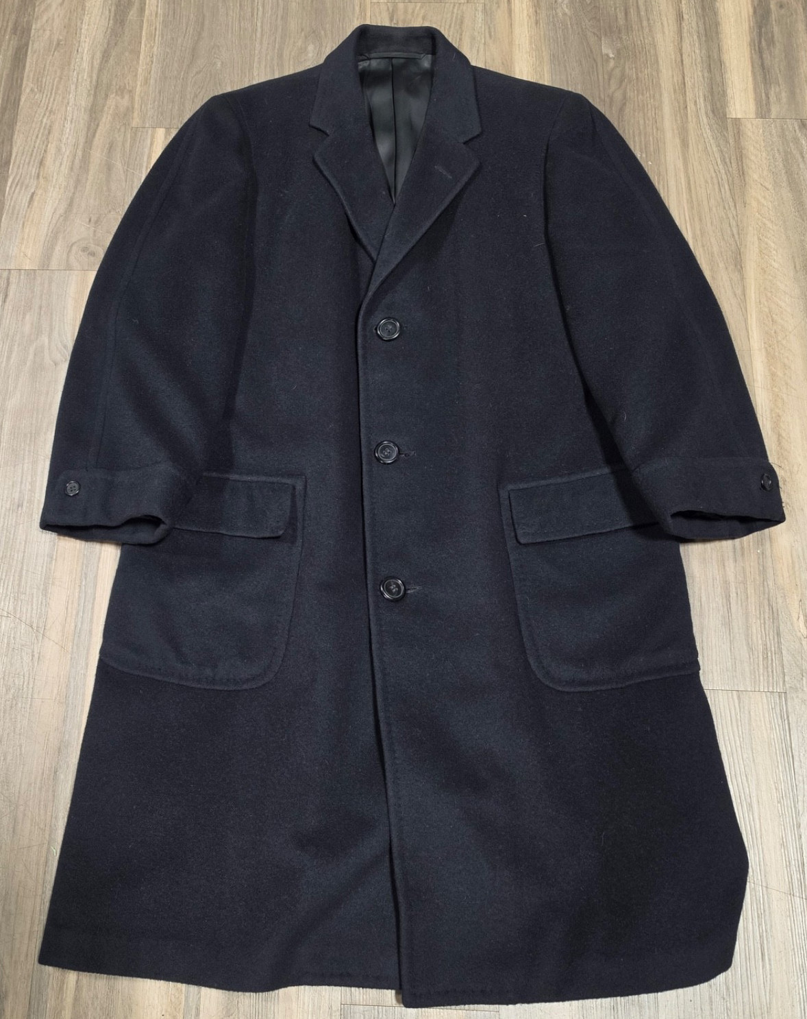 Vtg Maurice Rothchil1ds 100% Cashmere Overcoat Mens Black Large 3 Button Shahdar