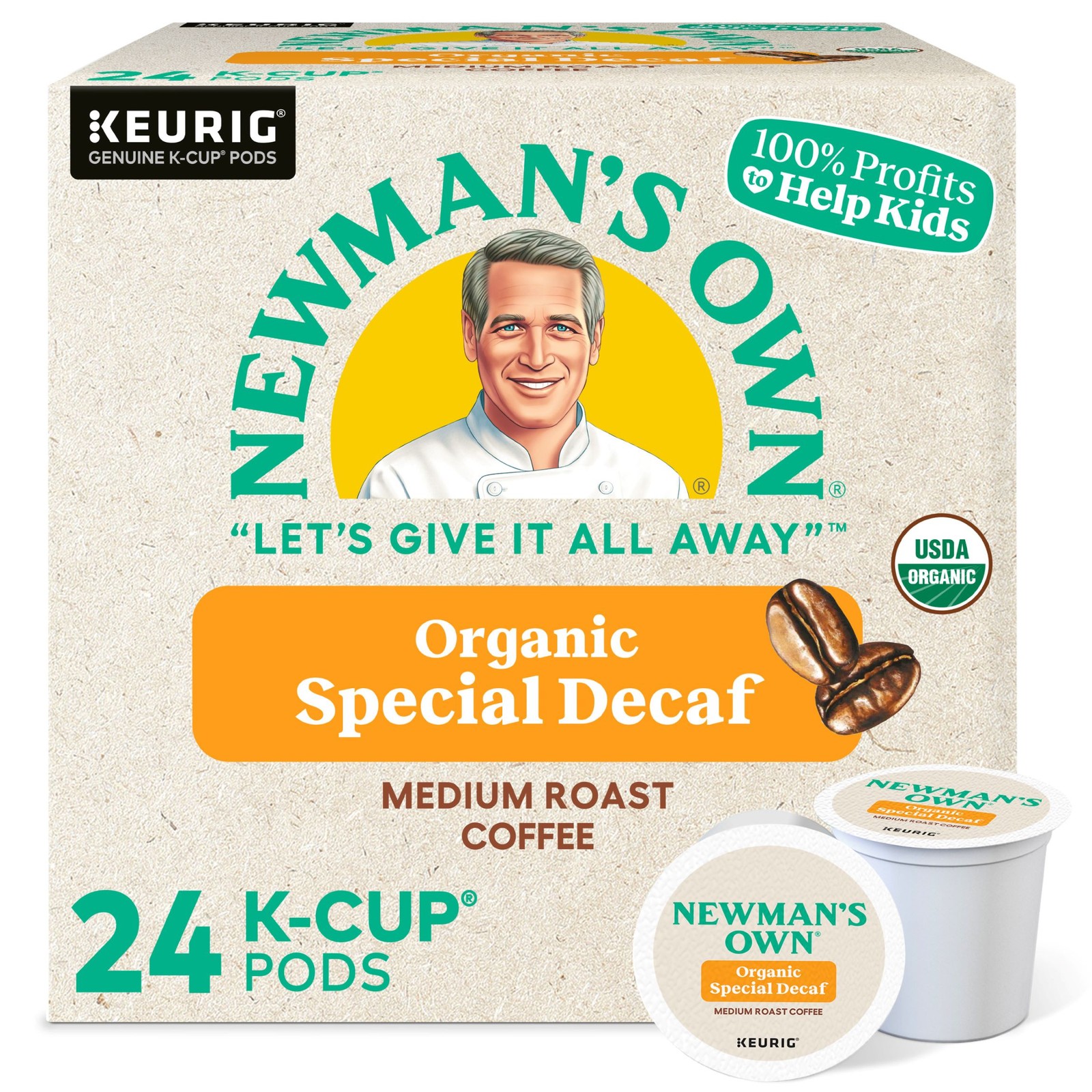 Newman's Own Organics Special Blend Decaf Coffee, Keurig K-Cup Pods, 24 Count