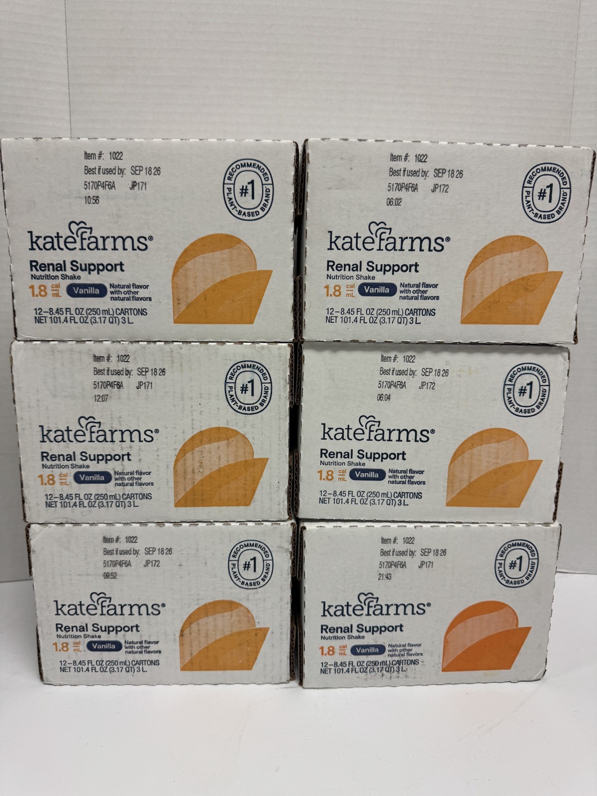 72 Pack KATE FARMS Organic Plant Based 1.8 Renal Support Vanilla 8.45 oz 9/2026