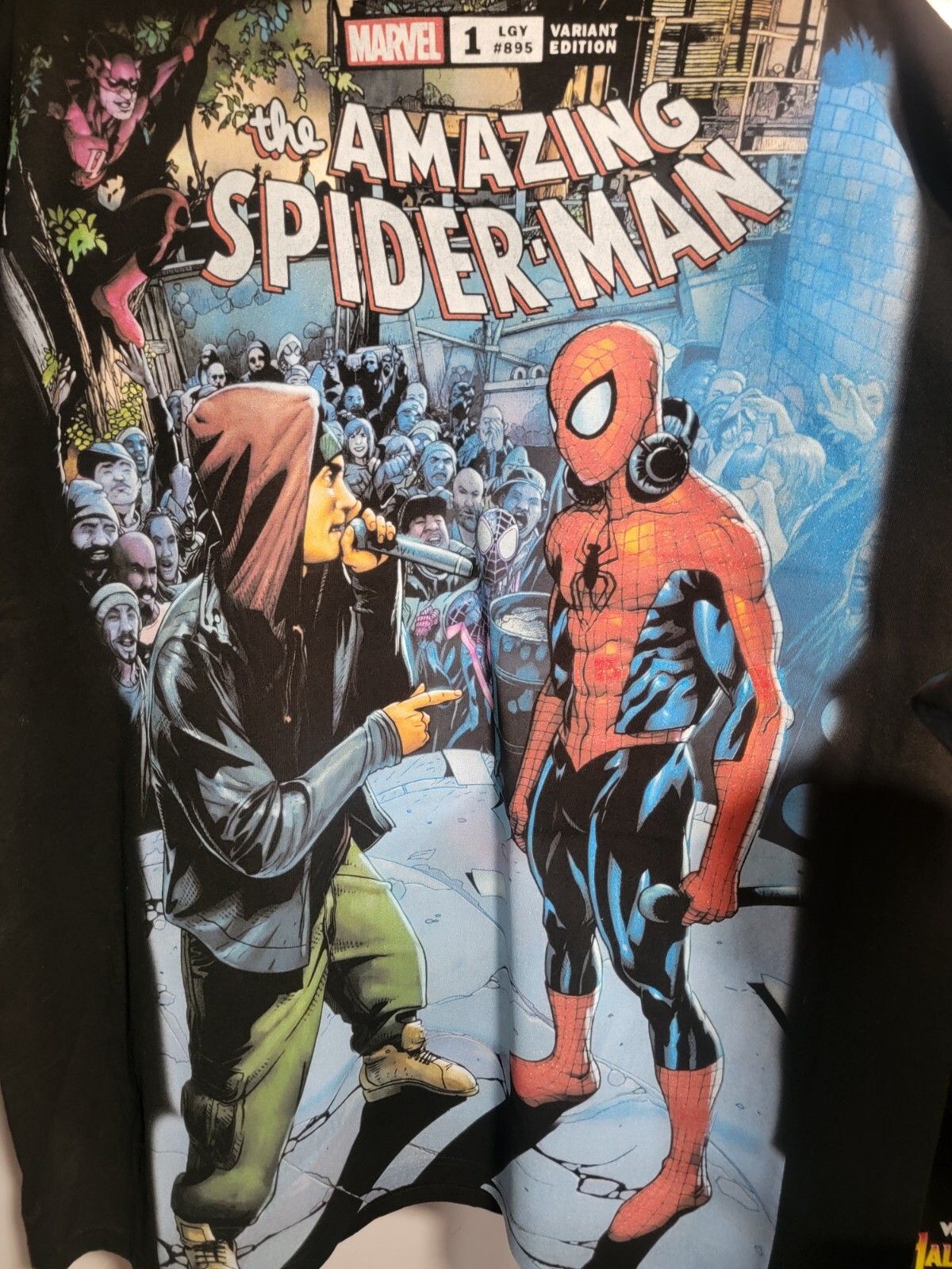 AMAZING SPIDERMAN VS EMINEM ON A SHAKA HEAVYWEIGHT GARMET DYED T SHIRT AMAZING SPIDERMAN VS EMINEM ON A SHAKA HEAVYWEIGHT GARMET DYED T SHIRT