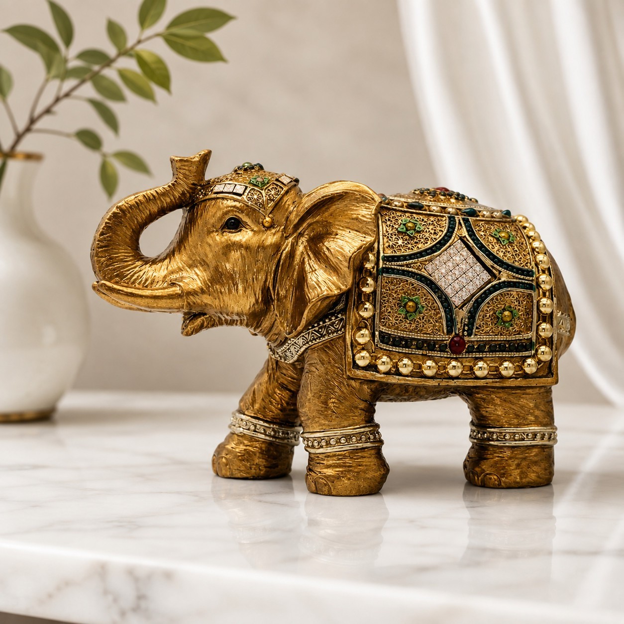 Feng Shui Wealth Lucky Trunk Up Elephant Statue Figurine Home Decor Gift-4