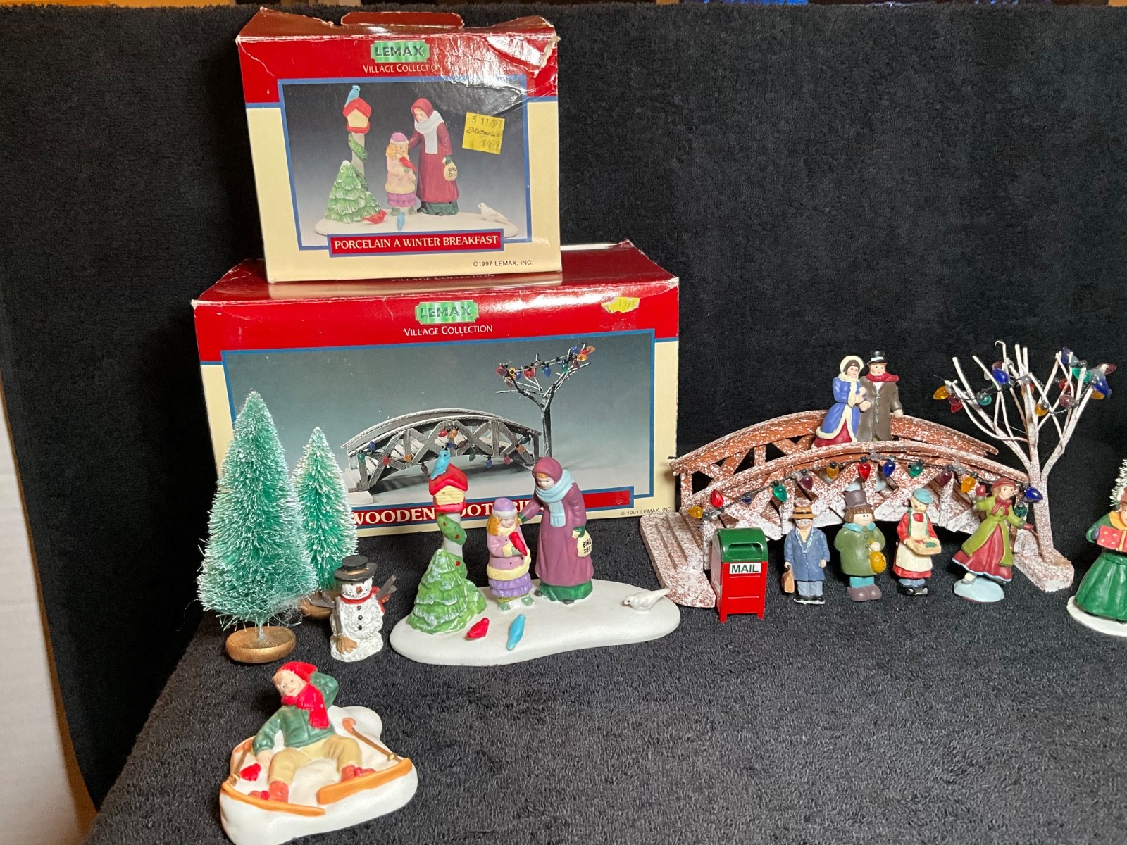 Lot of VTG Lemax Village Christmas Bridge & A Winter Breakfast & Other Villagers Lot of VTG Lemax Village Christmas Bridge & A Winter Breakfast & Other Villagers