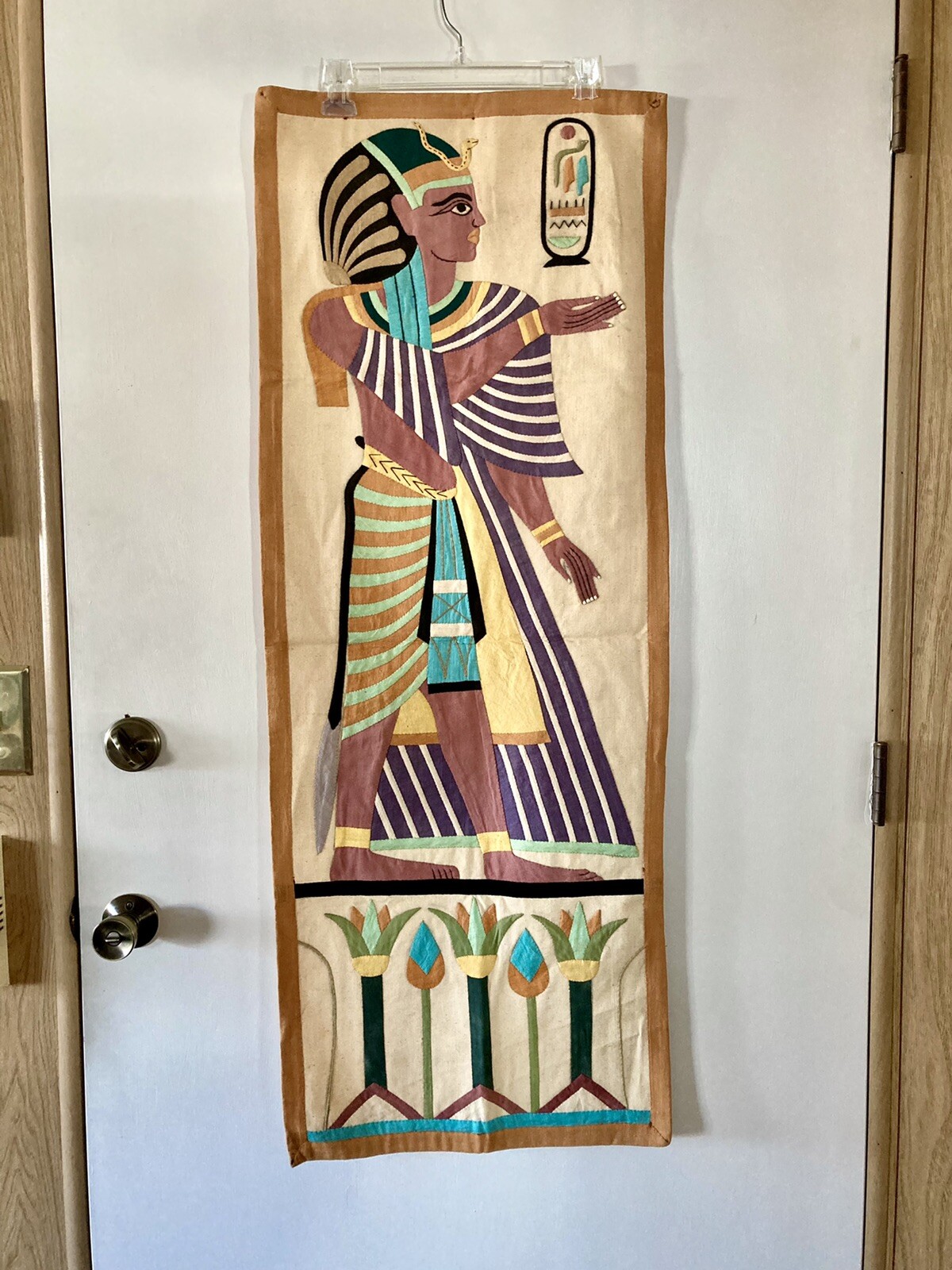VTG Hand Stitched Egyptian Tapestry Quilt Wall Hanging 47\