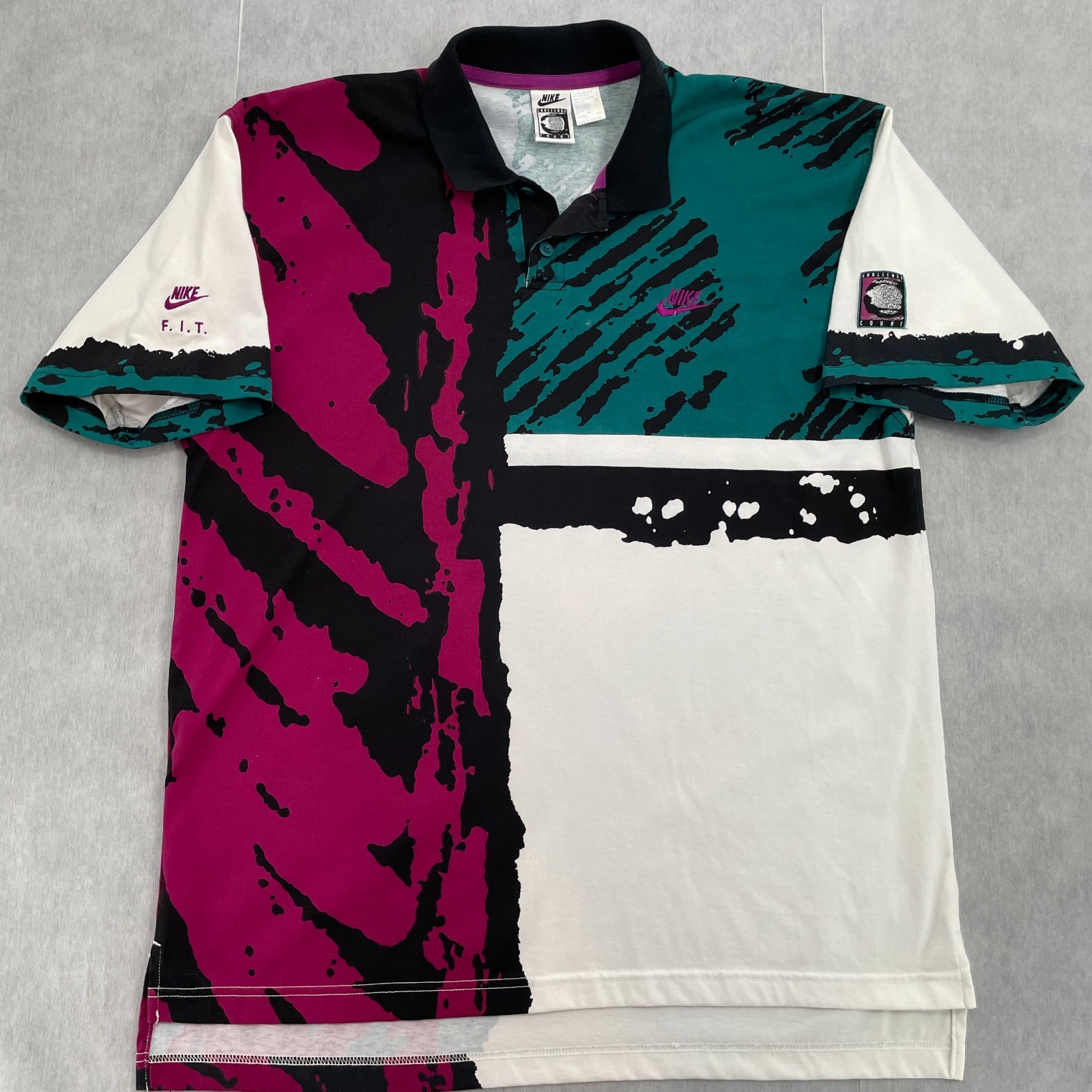 VINTAGE Nike Challenge Court Shirt Adult Large Andre Agassi Tennis Abstract 90s