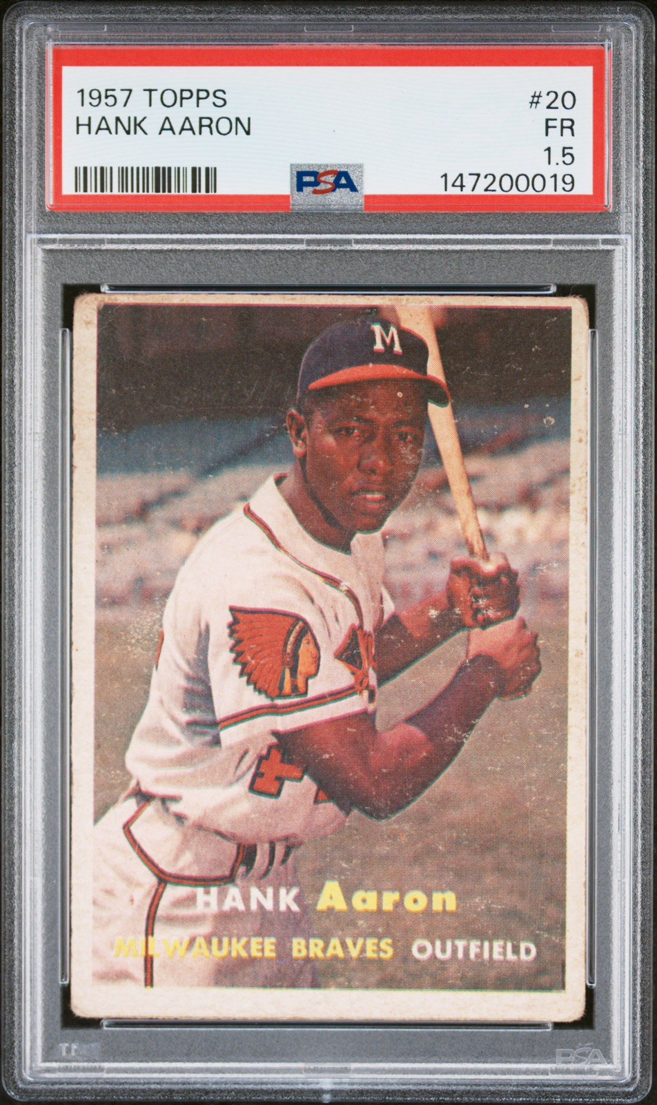 1957 Topps #20 Hank Aaron PSA 1.5 1957 Topps #20 Hank Aaron PSA 1.5