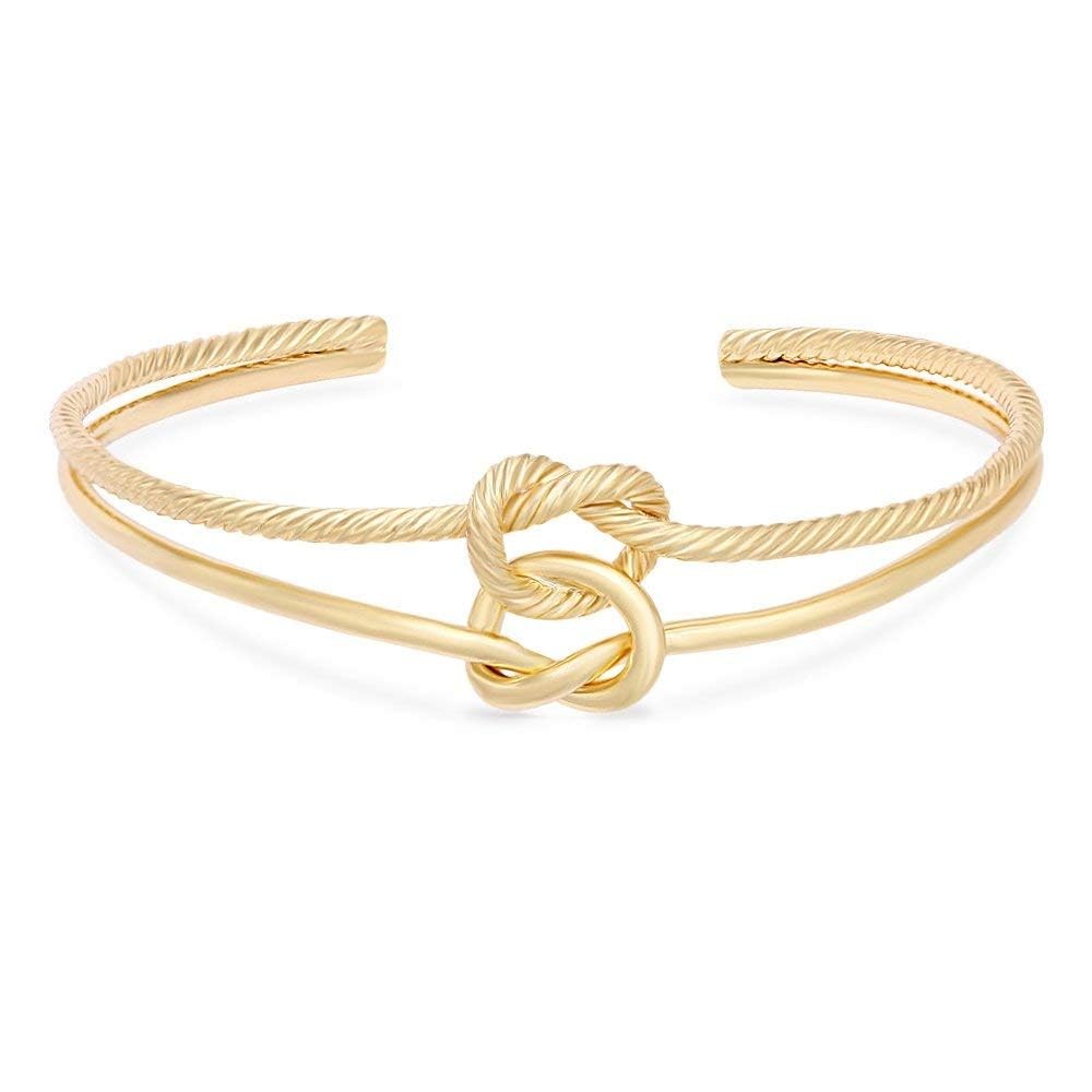 Simple Knot Love Knot Bangle Adjustable Open Cuffs Bracelet for Women Tie t - 01