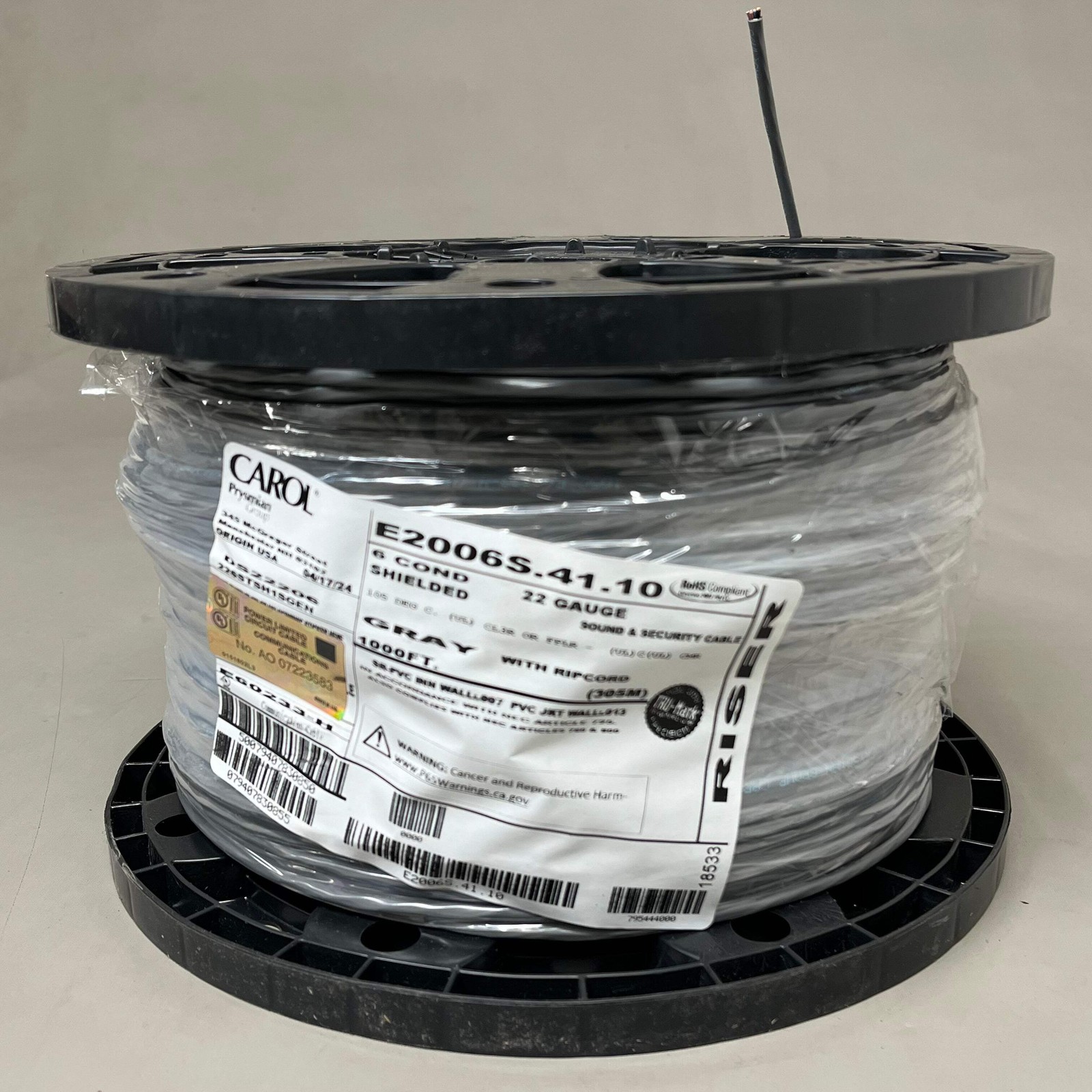 CAROL Prysmian Group 6 Conductor Cable Shielded 305M 22Gauge 1000ft E2006S.41.10