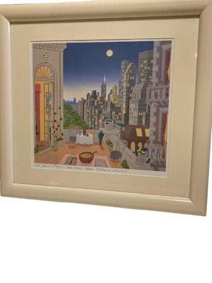 Thomas McKnight Midtown from The Manhattan Penthouse Serigraph signed and framed