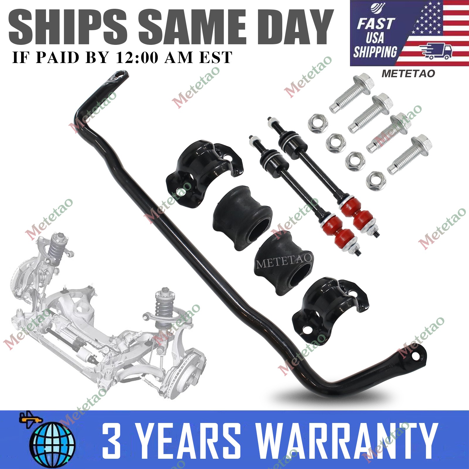 Front For 2011-2018 Ram 1500 4WD Stabilizer Sway Bar & Pair Stabilizer Bar Link