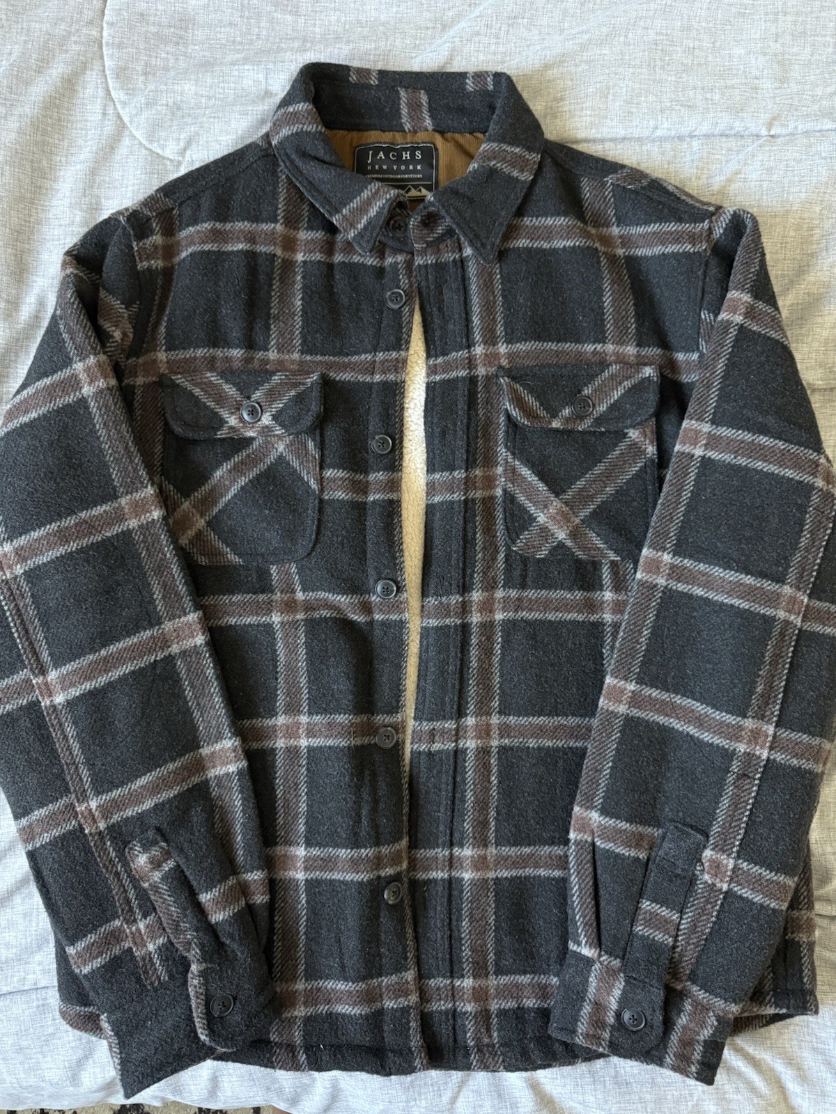 Jachs New York Men’s Grey Plaid Sherpa Lined Shirt Jacket Size XL Jachs New York Men’s Grey Plaid Sherpa Lined Shirt Jacket Size XL