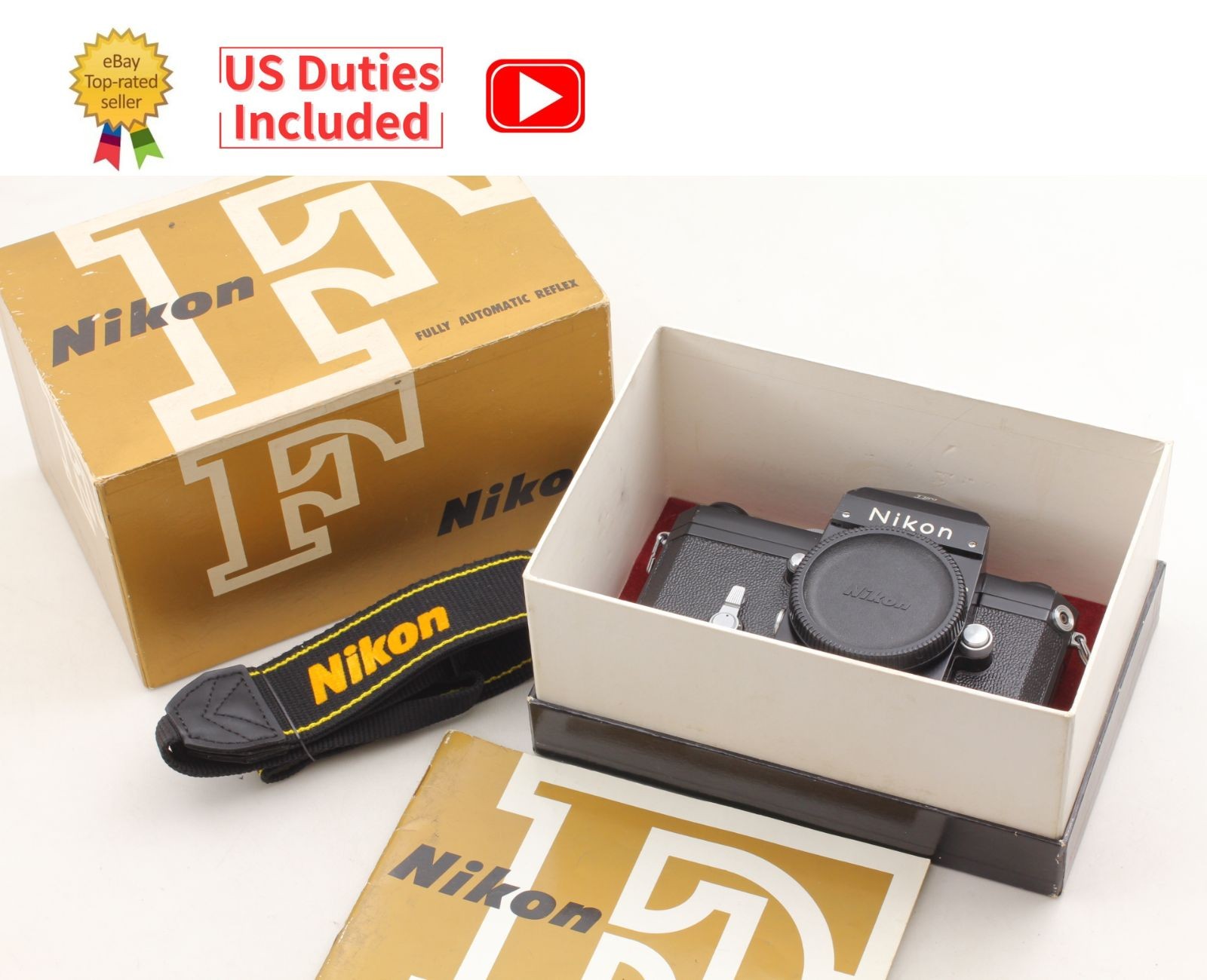 Early Fuji Mark [N MINT in Box] Nikon F Eye Level Black 35mm Film Camera JAPAN