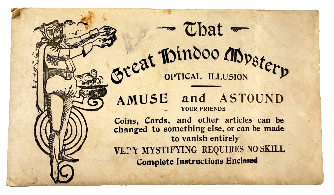 Antique 1930s 40s Great Hindoo Mystery magic devil satan SEALED Antique 1930s 40s Great Hindoo Mystery magic devil satan SEALED
