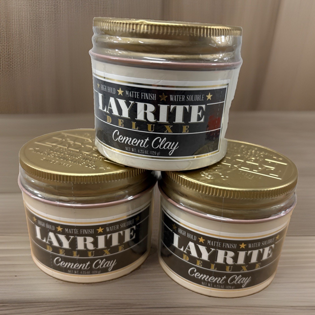 Lot Of 3 Layrite Deluxe Cement Clay 4.25 Oz Each High Hold Matte Finish