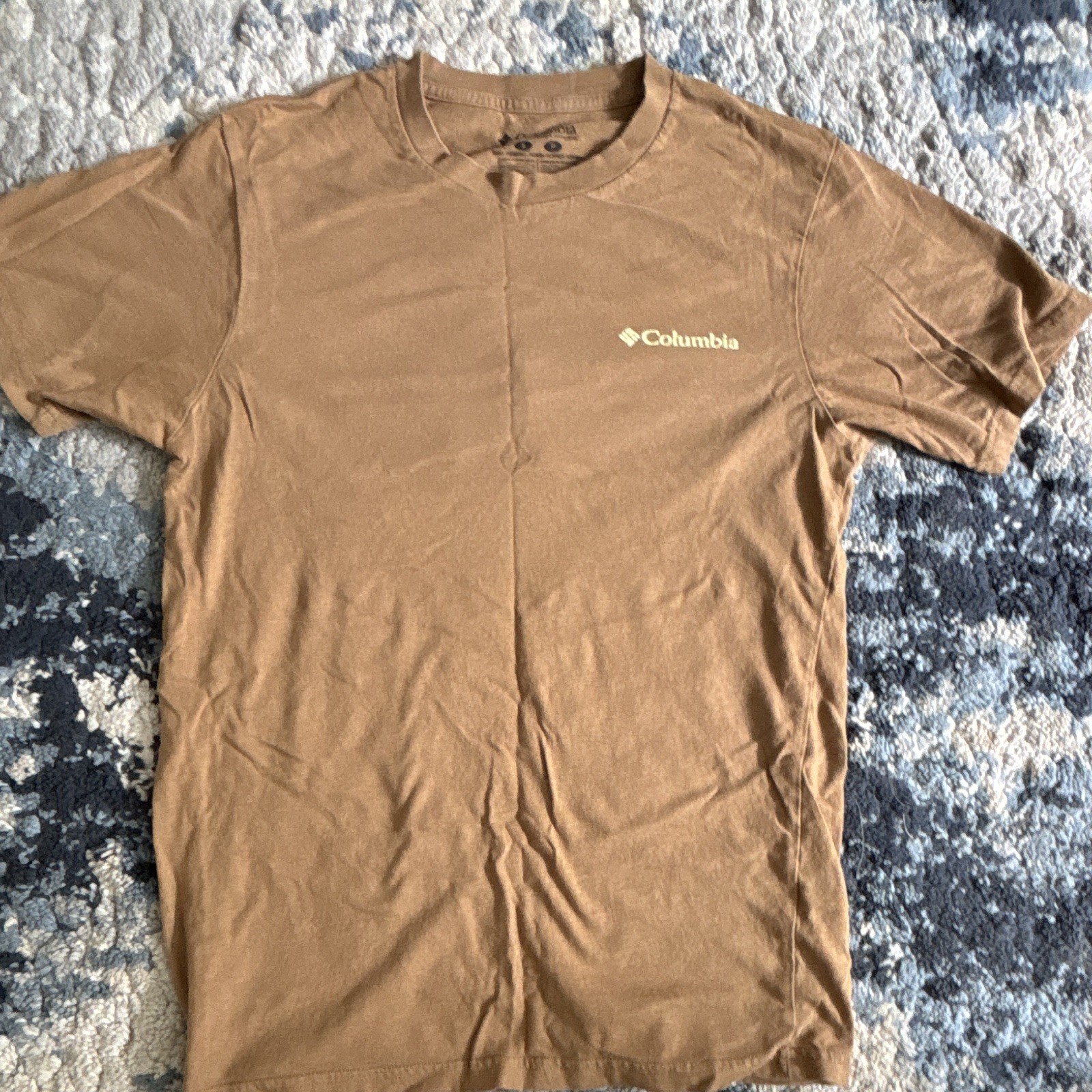 Columbia Men’s Brown Graphic Logo Crew Neck T-Shirt Cotton Knit Sz S
