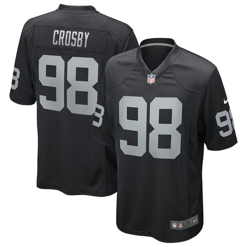 NWT Men's #98 Maxx Crosby Black Game Stitched Jersey