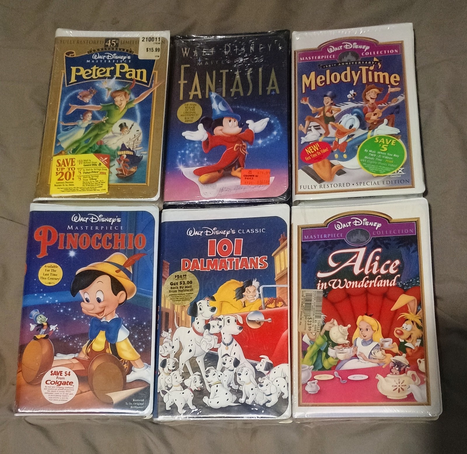 Lot of 6 Vintage Walt Disney VHS Tapes Sealed Brand New Masterpiece Classics Lot of 6 Vintage Walt Disney VHS Tapes Sealed Brand New Masterpiece Classics