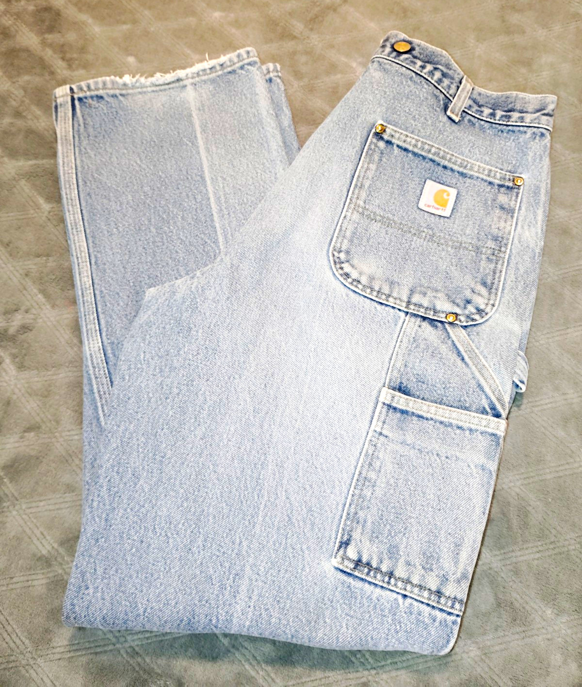 Vintage Carhartt B07 Blue Denim Cotton Carpenter Double knee Dungaree Pants