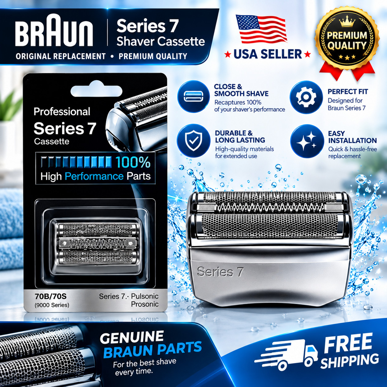 Braun Series 7 Shaver Head 70S Replacement Foil for 790cc 760cc 750cc 720 Braun Series 7 Shaver Head 70S Replacement Foil for 790cc 760cc 750cc 720