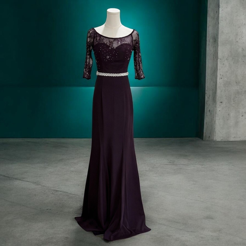 Dancing Queen Purple Lace Rhinestone Gown SZ S Formal Prom Evening Elegant Dress