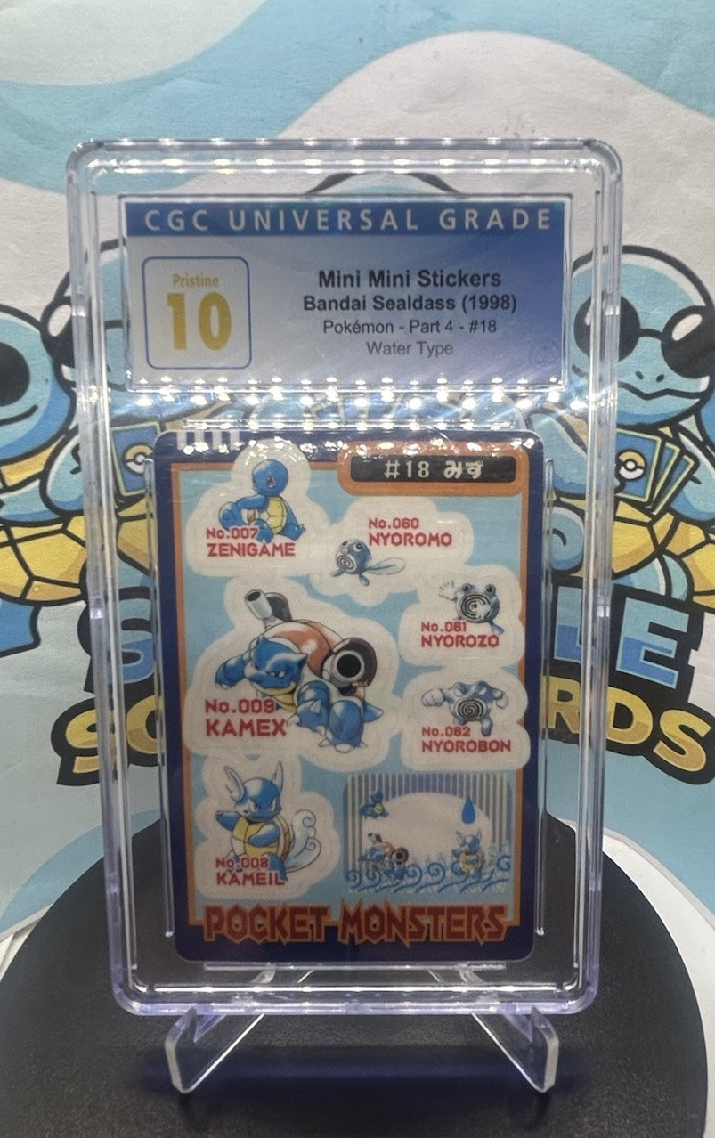 Bandai 1998 Pokémon Mini Mini Stickers #18 Water Type Japanese Sticker CGC 10